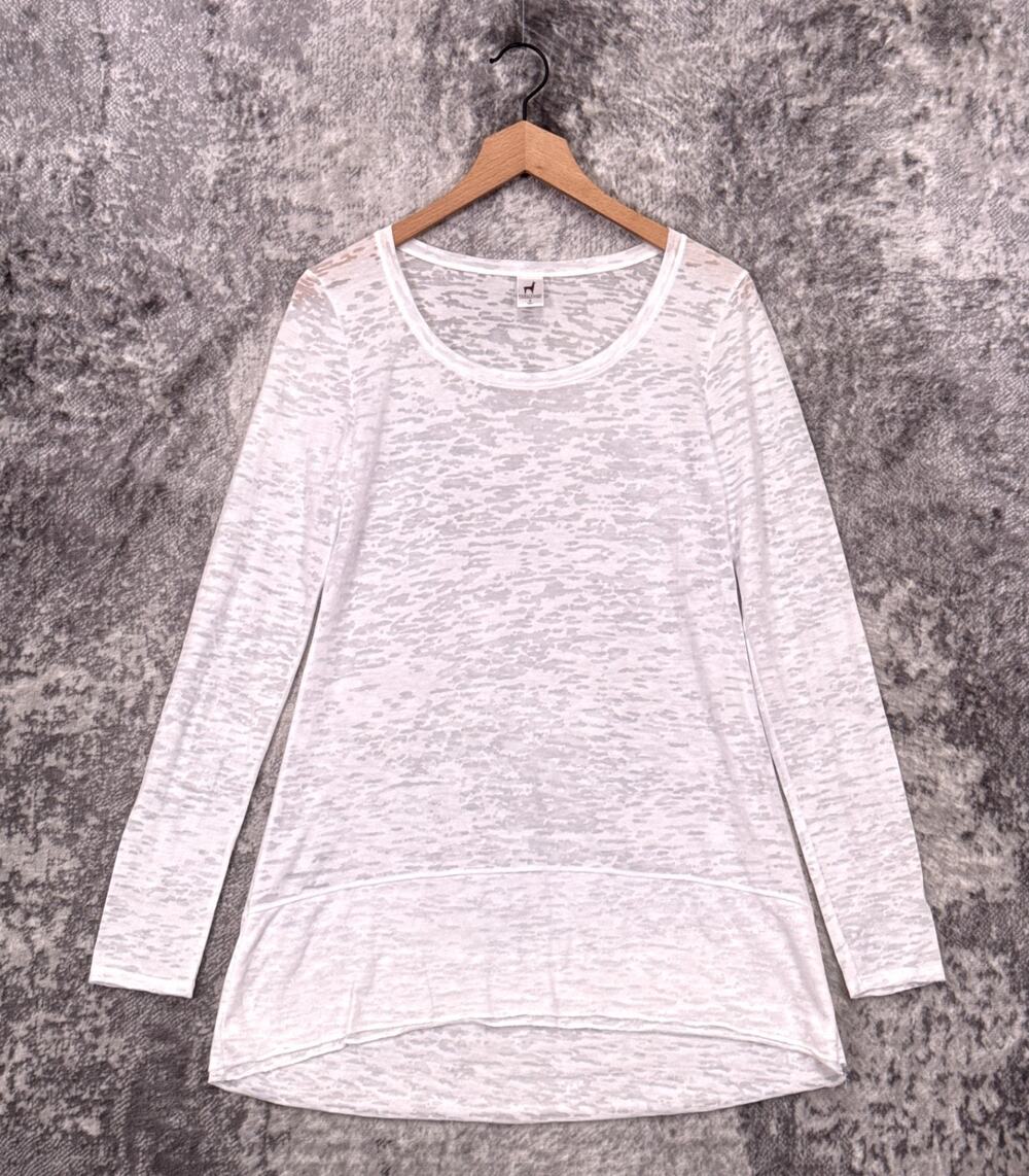Peruvian Connection Top Small Womens White Burnout Lightweight Tunic Shirt